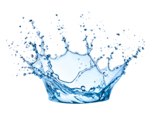 High-speed splash of clear water isolated on transparent background