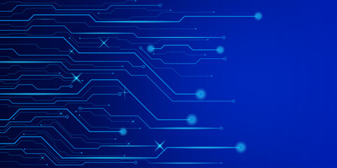 Dark blue technology circuit board background design. Suitable for technology projects, innovation posters, and modern tech branding.