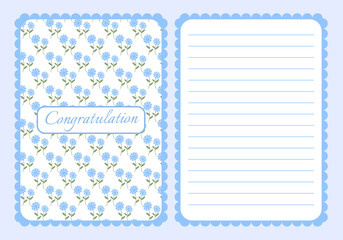 set of blank postage stamps for design. Cute blue invitation card.