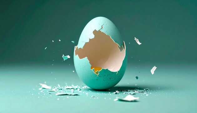Cracked teal egg
