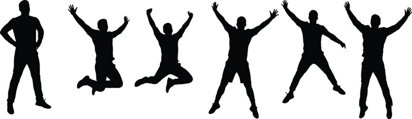 Silhouette of person jumping, energetic movement, dynamic pose, fitness concept, sports action, active lifestyle, health exercise, fun activity, motion