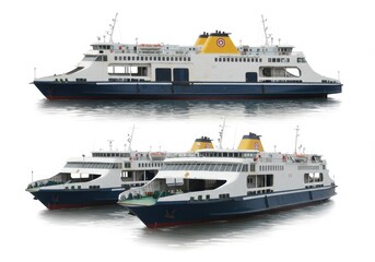 Ferry Fleet Panoramic View, Modern Naval Architecture for Passenger Transport