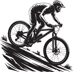 Naklejka premium Mountain Biking Action Vector Illustration