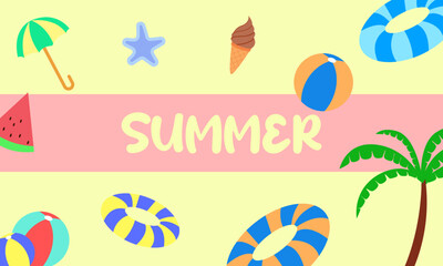 Colorful Summer background layout banners design. Horizontal poster, greeting card, header for website