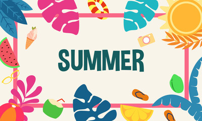 Colorful Summer background layout banners design. Horizontal poster, greeting card, header for website