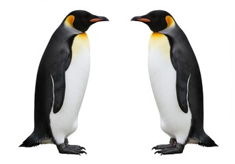 Fototapeta premium Charming Emperor Penguins in a Symmetrical Composition Isolated on White