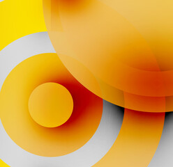 Abstract composition. Overlapping circles, vibrant colors, dynamic shapes create modern visual experience. Smooth gradients, warm tones dominate.