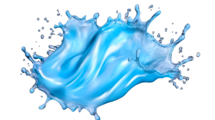 Splash of blue liquid creating dynamic wave patterns in air