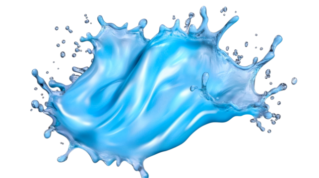 Splash of blue liquid creating dynamic wave patterns in air