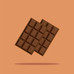 Chocolate Bar Cartoon Vector Icon Illustration. Food Snack Icon Concept Isolated Premium Vector. Flat Cartoon Style