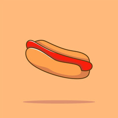 Hotdog Cartoon Vector Icon Illustration. Food Snack Icon Concept Isolated Premium Vector. Flat Cartoon Style