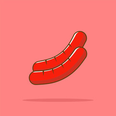 sausage Cartoon Vector Icon Illustration. Food Snack Icon Concept Isolated Premium Vector. Flat Cartoon Style