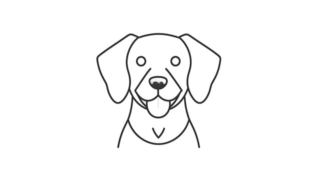 Happy Dog Line Art Icon.
