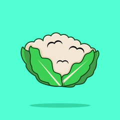 Flat Cartoon Style Broccoli Vegetable Vector Icon Illustration. Food Nature Icon Concept Isolated Premium Vector