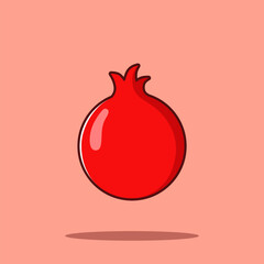 Pomegranate Fruit Cartoon Vector Icon Illustration. Food Nature Icon Concept Isolated Premium Vector