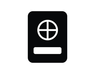 Black and White Passport Icon with Globe Symbol for Travel and Identification