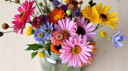 Colorful flowers bouquet floral arrangement in vase vibrant blossoms fresh cut flowers nature beauty bloom flora