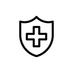Simple Shield Icon with Medical Cross for Health and Safety Concepts