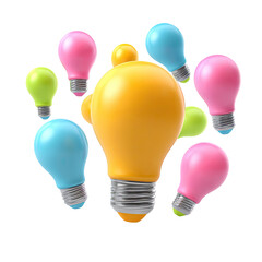 Colorful light bulbs clustered together