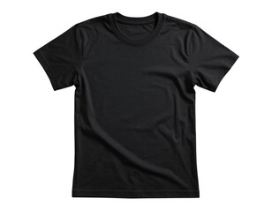  Black T-Shirt Front and Back Flat Lay with Natural Fabric Wrinkles, Isolated on Transparent Background