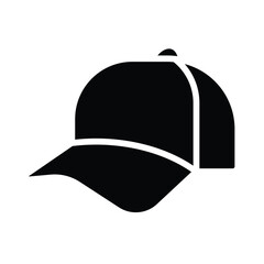 Black Silhouette of a Baseball Cap with Curved Brim and Side Panel Design