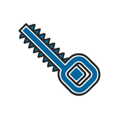 Saw icon in blue outline design for construction or tools  