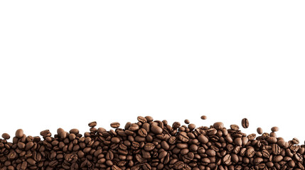 pile of coffee beans on white background