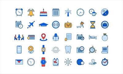 Date, Time and Place Icon Set, Contains such icons as clock, schedule, calendar and pin.