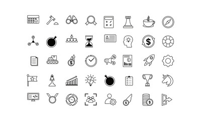 Office stationery - Modern web icon set. Outline icons collection. Simple vector illustration.