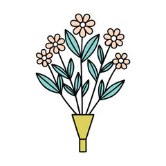 a bouquet of flowers in a vase on a white background.