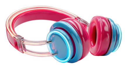 Vibrant Headphone's Delight: High-angle close-up of a modern, stylish headphones isolated with vibrant colors, exuding a sense of cool energy, youthfulness, and contemporary flair.