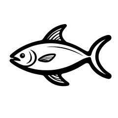 Fototapeta premium Simple fish illustration in black and white cartoon doodle style