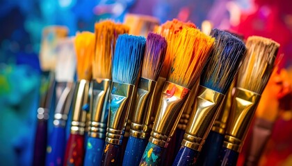 Colorful Paintbrushes with Art Supplies. (1)