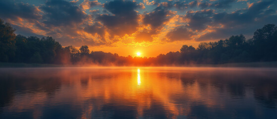 Fototapeta premium sunrise over the lake