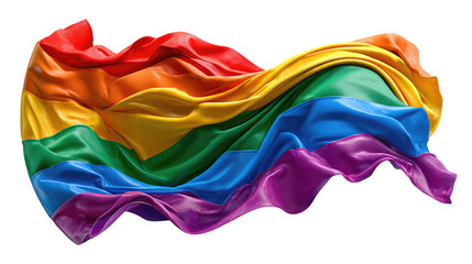 Pride Rainbow Banner: A vibrant, flowing rainbow flag representing diversity, equality, and the celebration of LGBTQ+ pride. The fabric billows and swirls, creating a dynamic visual.