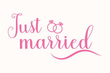 Just married Family vector calligraphic inscription al typography text