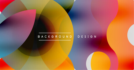 Obraz premium Abstract colorful circles overlap creating vibrant background design. Modern aesthetic, smooth gradients, dynamic composition.