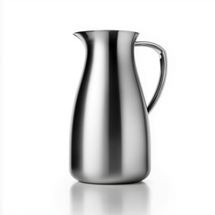 Isolated stainless steel pitcher with handle on a white background studio