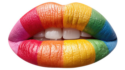 Rainbow lips: Bold and vibrant rainbow-colored lips express joy and diversity