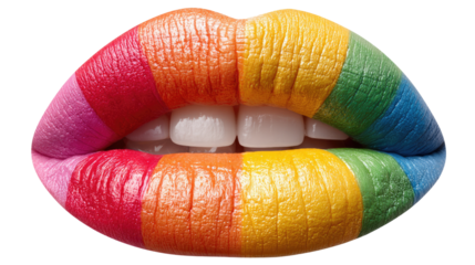 Rainbow lips: Bold and vibrant rainbow-colored lips express joy and diversity
