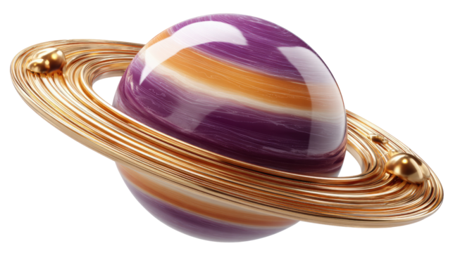 Celestial Orb: A golden ring encircles a radiant, multi-colored orb, reminiscent of a celestial body. The artwork showcases the beauty of the universe.