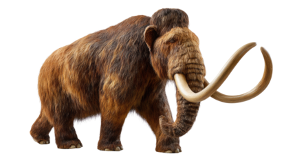 Ancient Mammoth: A majestic woolly mammoth stands proudly, its massive frame and impressive tusks showcasing the grandeur of a bygone era, painted in stunning detail against a vivid backdrop.