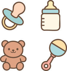 Baby essentials icons illustration