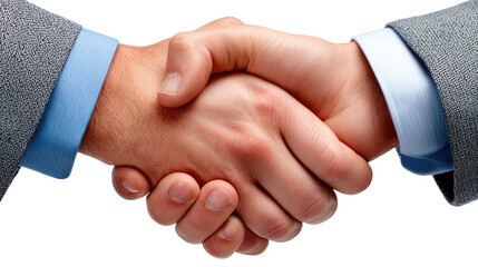 Fototapeta premium Handshake of Agreement: A close-up shot of two business people engaging in a firm handshake. This image symbolizes agreement, partnership, and deal-making.