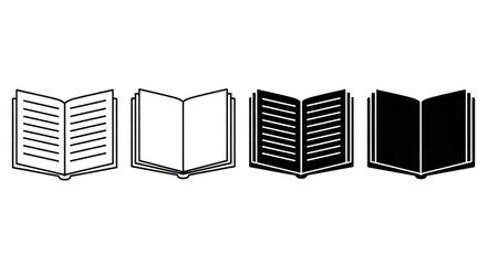 Open Book Icons Line Art Set