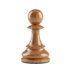 A single, finely crafted wooden chess pawn with visible wood grain. Ideal for illustrating strategy, board games, or intellectual pursuits.
