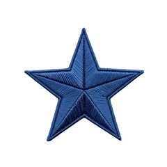 Obraz premium A close up of a bright blue embroidered five point star patch, showcasing intricate threadwork and texture. Ideal for design elements, apparel, or decorative accents.