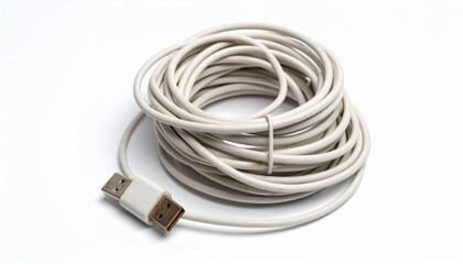 Rolled up white usb cable