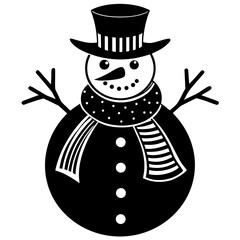 Cute snowman with a scarf and a hat isolated on white background vector art