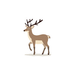 Caribou walking on white background in a simple illustration style  